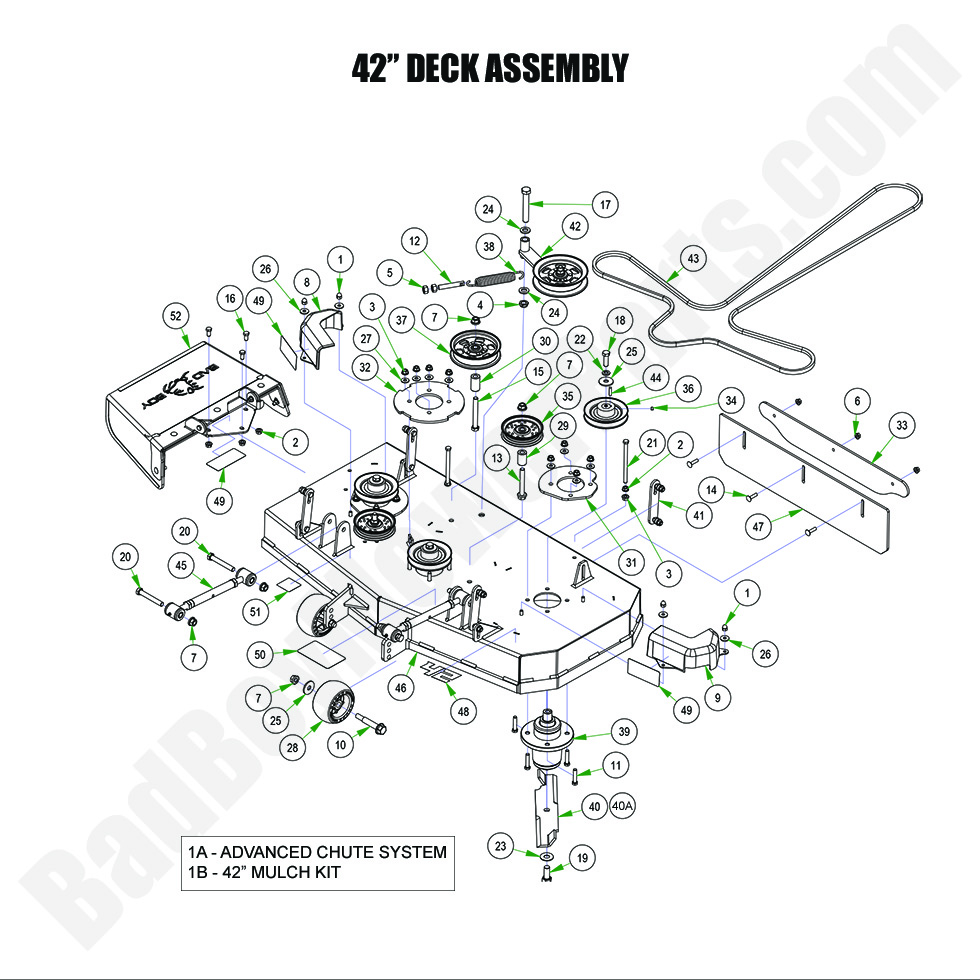 3357 - Bad Boy Mower Parts Lookup > 2024 > Maverick HD > 42\" Deck Assembly
